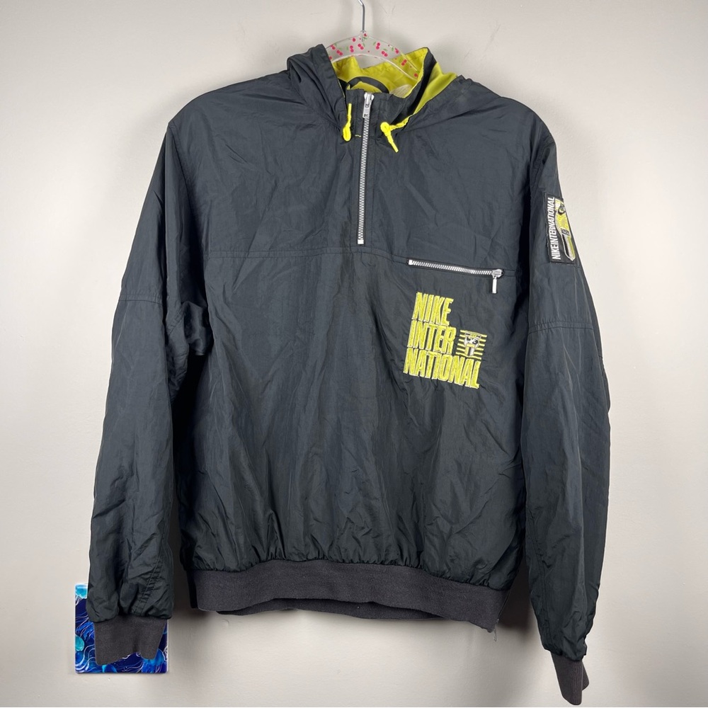 Vintage 90s Nike Pullover Streetwear Windbreaker Medium Jacket Fall Black